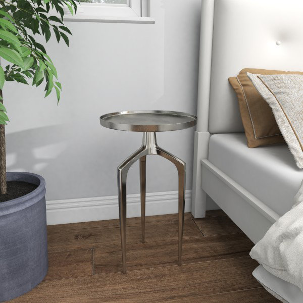 Etta Avenue™ Jericho Aluminum Tray Inspired Top Accent Table with 3